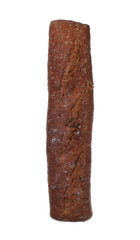 Tasty rye baguette isolated on white. Fresh bread
