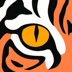 Tiger Eye Symbol. Wild Animal Art Logo. Flat Vector Illustration.