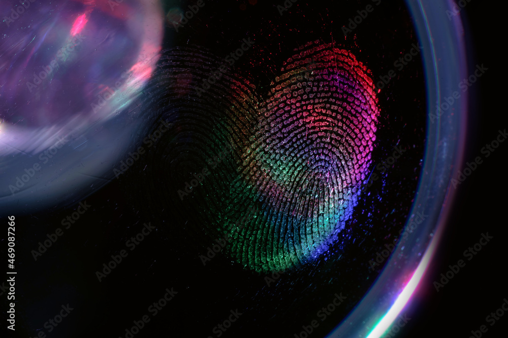 Leinwandbilder Beautiful abstract multicoloured  fingerprint on background texture for design. Macro photography view.
