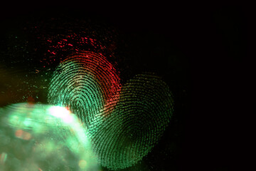 Beautiful abstract multicoloured  fingerprint on background texture for design. Macro photography view.
