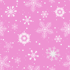 Seamless vector illustration. Snowflakes on a pink background.