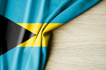 Bahamas flag. Fabric pattern flag of Bahamas. 3d illustration. with back space for text.