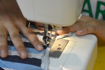 close up of sewing machine