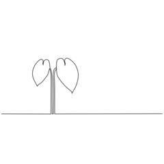 Continuous line drawing of monstera leaf, minimalist line art, nature one line, single line art, vector illustration