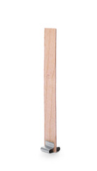 Wooden wick with stabilizer isolated on white. Homemade candle material