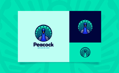 Peacock cartoon logo illustration circle