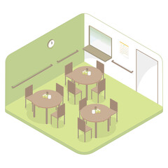 お店室内インテリアのアイソメ セット