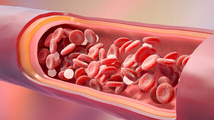 Red and white blood cells in the vein - 469093260