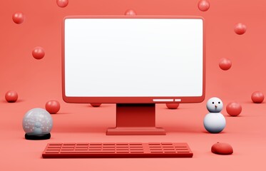 Christmas mockup template with a computer