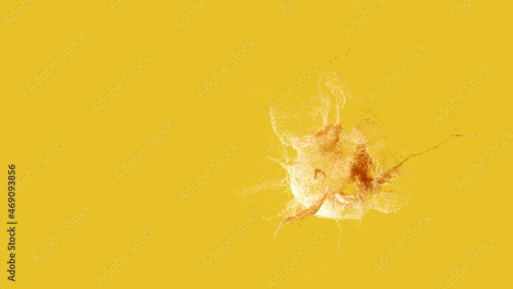 Poster explosion - 3d rendering. abstract illustration, computer generated image (cgi). can be used as a ba