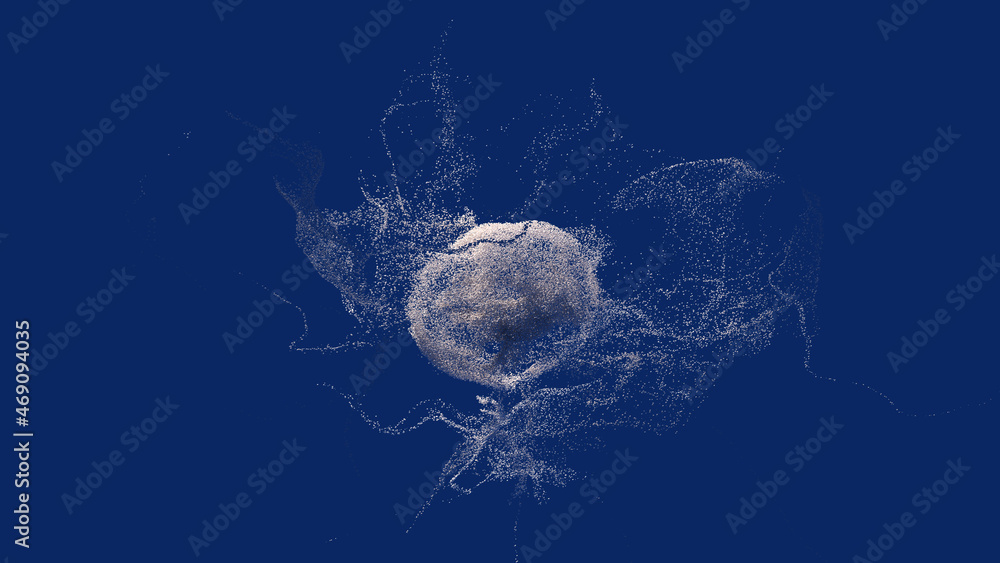 Poster explosion - 3d rendering. abstract illustration, computer generated image (cgi). can be used as a ba