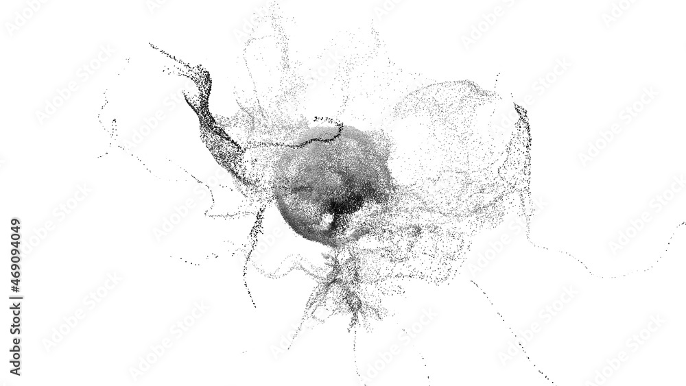 Poster explosion - 3d rendering. abstract illustration, computer generated image (cgi). can be used as a ba