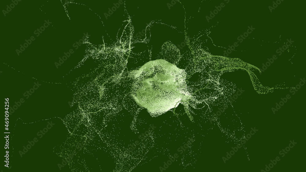 Poster explosion - 3d rendering. abstract illustration, computer generated image (cgi). can be used as a ba