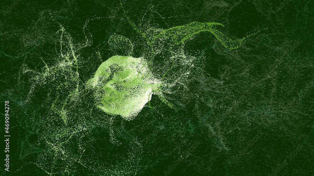 Poster explosion - 3d rendering. abstract illustration, computer generated image (cgi). can be used as a ba