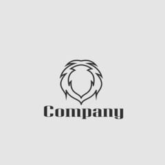 Simple logo template with line head wolf