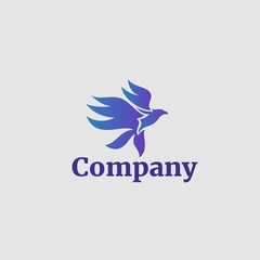 animal logo template with blue eagle