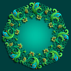 Abstract vector ornamental nature color vintage frame.