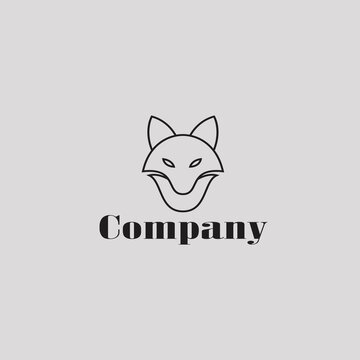 Simple logo template with line head wolf