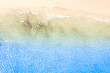 High angle view of the sea and sandy beach on the island, beautiful blue water.