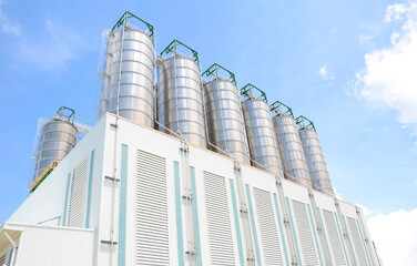 Plastic pellet storage silo in petrochemical industry