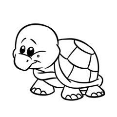 Little green turtle character animal illustration cartoon coloring