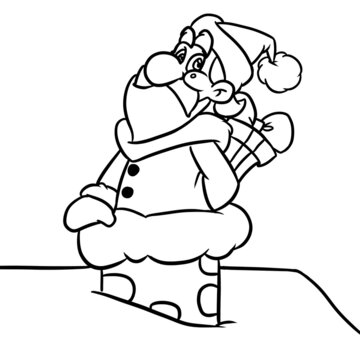 Santa Claus chimney roof house character new year illustration cartoon coloring