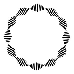 Abstract round meander, circular geometric ornament, striped frame from hand drawn elements. Decorative pattern isolated on white background. Place for text. Vector monochrome illustration.