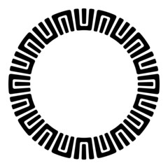 Abstract round meander, circular geometric ornament, frame, border. Decorative pattern isolated on white background. Place for text. Vector monochrome illustration for invitations, greeting cards.