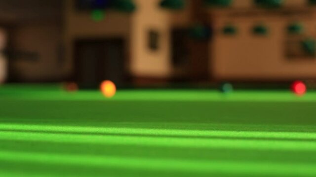 Snooker shots. Game fragment. Closu up view.
