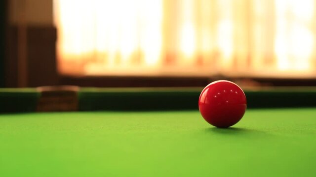 Snooker shots. Game fragment. Closu up view.
