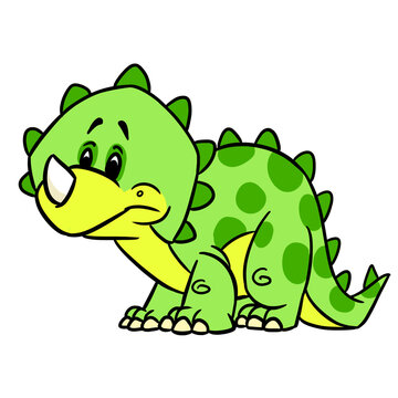 Little sad dinosaur triceratops character illustration cartoon