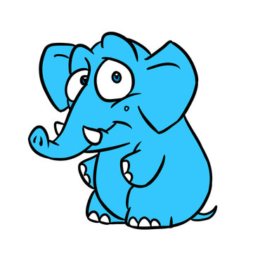 Little blue elephant character animal minimalism illustration cartoon