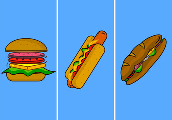 Vector set of pictures - fast food