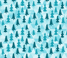 Obraz premium Blue trees on seamless background