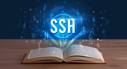 Technology abbreviation coming out from an open book