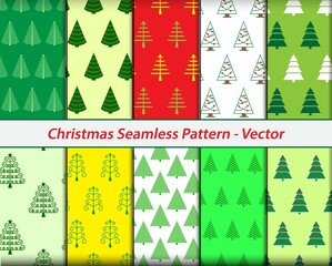 set of realistic seamless christmas pattern or seamless background theme or color full pattern christmas. eps vector