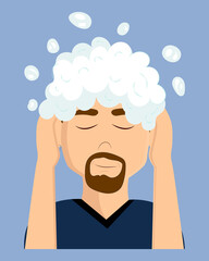 An adult man washes his hair with shampoo. Personal care, facial care, cosmetic procedure, at a beauty doctor