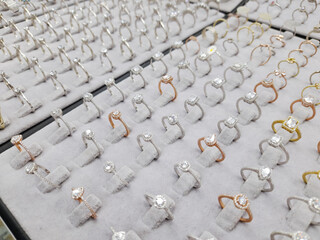 silver rings background, selective focus