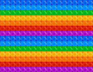 Popit, fidget sensory game, toy seamless pattern print, background. Rainbow anti stress pop it fidgeting texture illustration