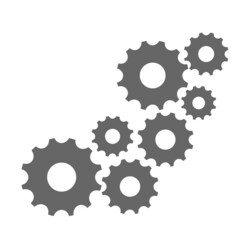 gears different size, big small worker symbol
