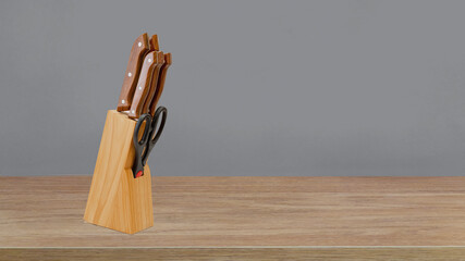 wooden knife box on wooden floor