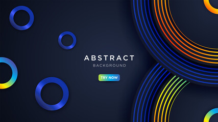 Abstract gradient 3D circle papercut layer background with blue and green line effect	
