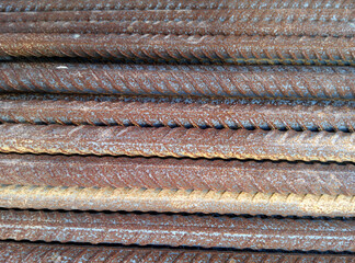 SELANGOR, MALAYSIA -MAY 13, 2016: Hot rolled deformed steel bars or steel reinforcement bars used at the construction site to strengthen concrete. It is shaped to follow the engineer's design.