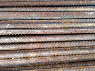 SELANGOR, MALAYSIA -MAY 13, 2016: Hot rolled deformed steel bars or steel reinforcement bars used at the construction site to strengthen concrete. It is shaped to follow the engineer's design.