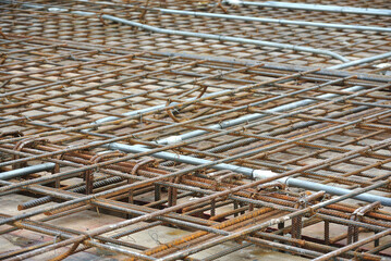 SELANGOR, MALAYSIA -MAY 13, 2016: Hot rolled deformed steel bars or steel reinforcement bars used...