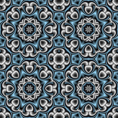Endless seamless repeating abstract background with floral ornament in purple shades on a dark basis.