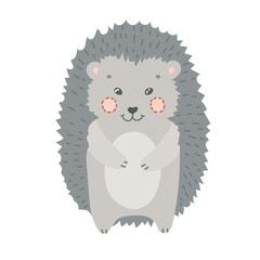 Cute hedgehog in boho style. Simple decor for a festive Christmas and New Years. Vector illustration isolated on white background.