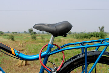 Close-up view of the sports bicycle seat.