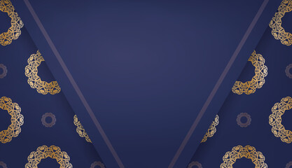 Background in dark blue color with indian gold ornaments for design under logo or text