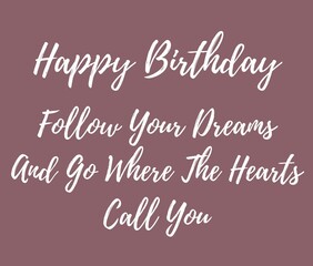 Happy Birthday Wishes White Lettering Text Hand Drawn.